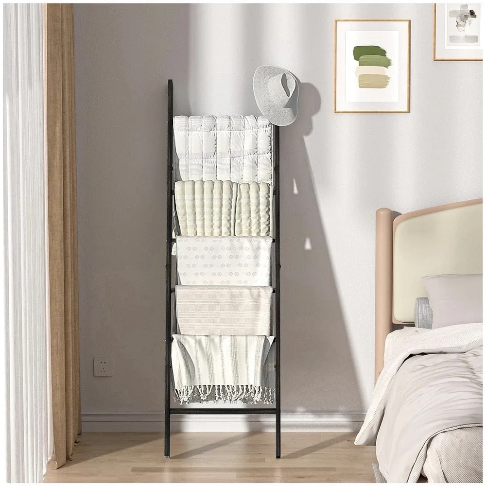 Blanket Ladders For The Living Room 6 Tier Blanket Holder Wall Leaning Blanket